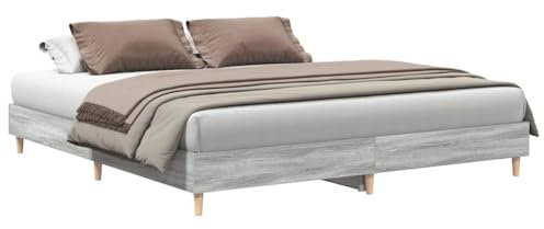 vidaXL Bettgestell ohne Matratze Grau Sonoma 200x200 cm Holzwerkstoff, Bettrahmen, Bett, Palettenbett, Schlafzimmermöbel, Doppelbett, Plattenbett