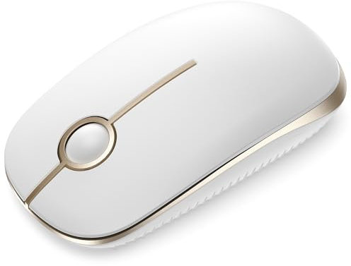 Seenda Wireless Mouse, 2.4GHz Silent Mouse with USB Receiver, 18 month battery life, 1600 DPI Optical Tracking, Portable Computer Mice for Laptop PC Notebook- White and Gold