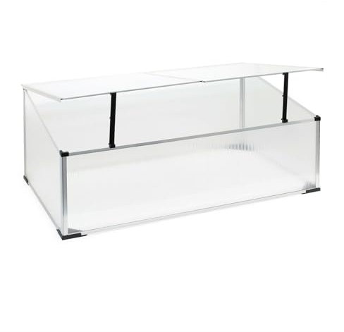 Helloshop26 Mini Serre de Jardin en Aluminium et Polycarbonate 100 x 60 x40 cm Ouverture par vérin Potager 16_0002679