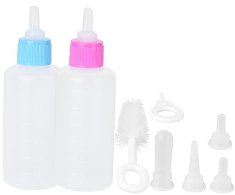 ROMISBABA 2ensembles Lot de Biberons Allaitement pour Chat Brosse De Nettoyage Kit Alimentation pour Chatons Et Autres Bébés Animaux