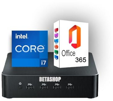 Betashop Mini PC NUOVO 16GB DDR4 + 1000 GB SSD, Mini Computer, Intel core i7 (3.0GHz), Gigabit Ethernet,HD, Wi-Fi, BT Office 365 Desktop PC.