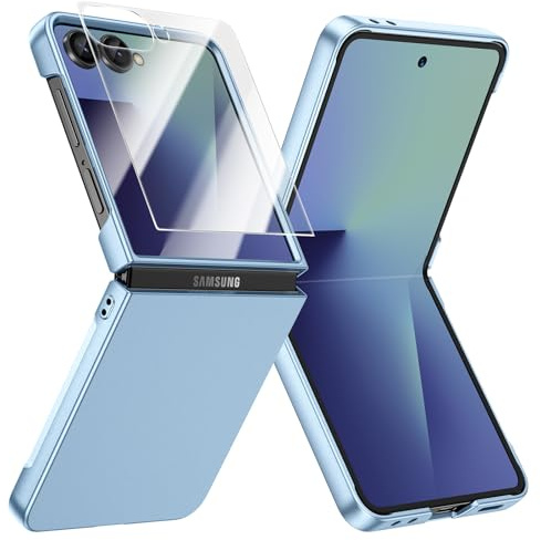 Doeshine for Z Flip 7 Case Slim, Screen Protector,Skin-Friendly, Light Blue | Full Body Cover, Thin Slim Fit Phone Case, Lightweight Hard PC Durable Protective Cover Case for Samsung Galaxy Z Flip 7