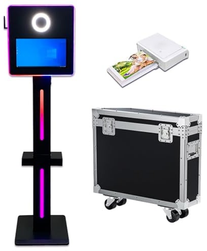 Appareil photo portable à écran tactile de 15,6 avec lumière RVB pour fête d'anniversaire, événements (noir, appareil photo + imprimante)