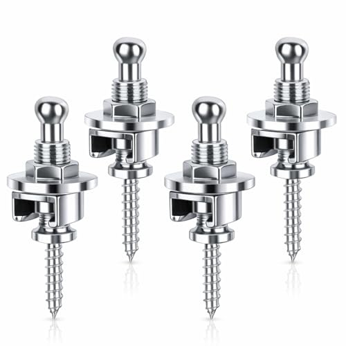 4PCS Guitar Strap Locks,Guitar Strap Buttons with Mounting Screws, Locking Strap Guitar, Quick Release Locking System for Electric and Acoustic Guitars, Strap Locks for Electric Guitar Replacement