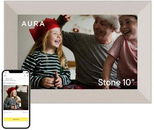 Aura Digitaler Bilderrahmen aus Stein, 10,1 Zoll HD-Bildschirm, der beste digitale Rahmen für Geschenk, senden Sie Fotos direkt von Ihrem Telefon, schnelle und einfache Einrichtung über WLAN