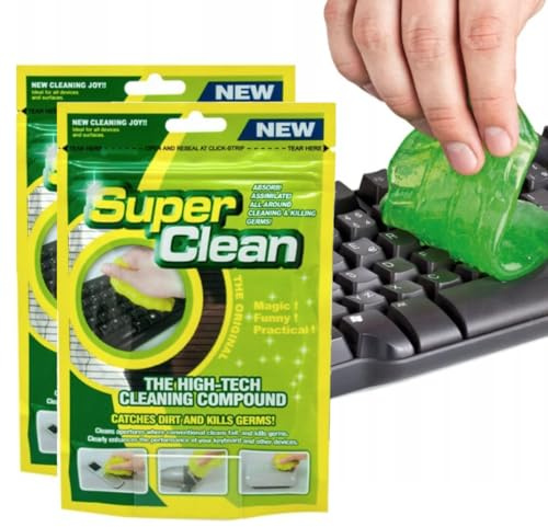 BEPSYOM 2 Pcs Gel Pulizia Tastiera per Laptop, Computer, Auto, Calcolatrici (80g) (Verde)