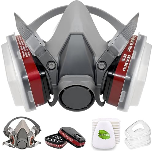 LJJYIJUN Reusable Respirator Mask with Filters, Face Mask for Resin, Painting, Spraying Mask - Anti Organic Vapor/Paint/Chemical