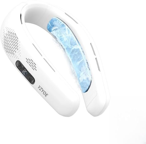 YZYOE Ventilatore a collo ricaricabile multifunzionale con raffreddamento a doppio lato, ventilatore a collo sospeso silenzioso portatile con modalità compressa fredda 3.