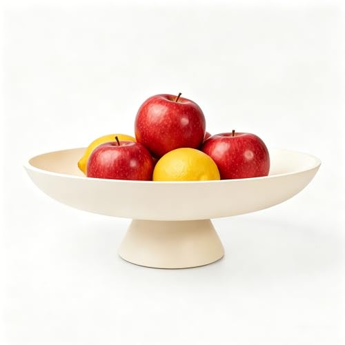 BEYLAB Minimalistische Betonschale mit Fuß – Moderne Obstschale & Deko-Schale, Elegante Schlüsselschale für den Flur, Centerpiece Tischdeko Wohnzimmer, Einweihungsgeschenk (Ø 29,5 cm Beige)
