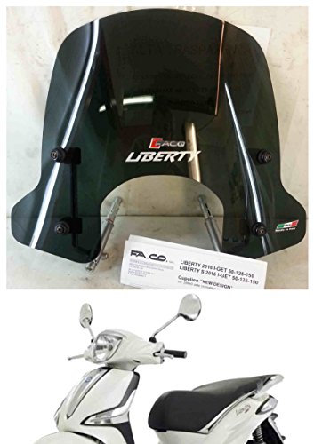FACO Windschild Piaggio Liberty I-GET 50-125-150 cc ab 2016 - Modern, Schwarz, Befestigungskit, Motoroller