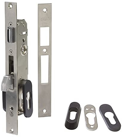 Amig - Cerradura de Embutir para Carpintería Metálica Mod. 770-30 mm - Cilindro Europerfil de Leva de 13,2 mm - Picaporte Reversible y Cierre Basculante - Acero Inoxidable