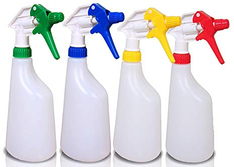 Putzen wie die Profis (Germany 4 Überkopf-Sprühflasche mit verstellbarem Sprühkopf im Set | 600 ml | in Vier (rot, blau, gelb und grün) | inkl. Gratisprobe Glasrein