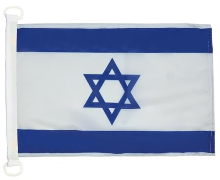 AZ FLAG Bandera Nautica de Israel 45x30 cm - Pabellón de Conveniencia Israelí 30 x 45 Cm, Bandera de Barco con anillas