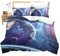 Loussiesd Kinder Bettwäsche Galaxy Sterne 135x200 cm + 80x80 cm 3D Print Betten Set Weltraum -Motiv Bettwäsche Set Microfaser Himmlische Qualität Bettbezug mit Kissenbezug