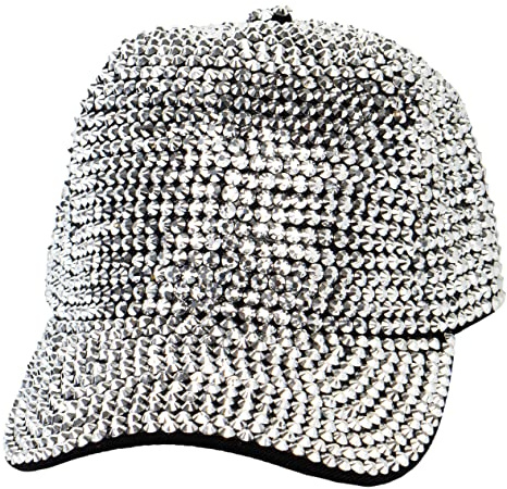 TOP HEADWEAR Women's Full Sparkle Rhinestone Gem Bling Baseball Cap - Silver