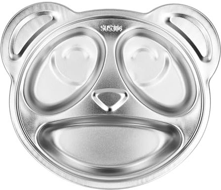 Assiette en Acier Inoxydable, Assiette à Compartiments en Forme de Panda Plateau Repas 3 Compartiments pour Camping, Repas des Enfants