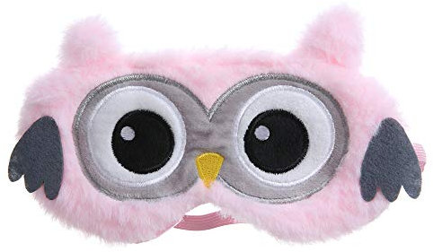 Laahoem Tierschlaf Augenmaske Nette lustige 3D Weiche Flauschige Cartoon Augenmaske Zum Schlafen Reisen Atmungsaktive Lidschattenmaske Kinder Erwachsene Frauen Eule Rosa