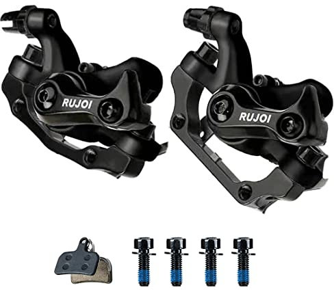 RUJOI Fahrrad-Bremssattel hinten – Aluminiumlegierung, 2-Kolben, Scheibenbremse für MTB, E-Bike, Rennrad – Solider Bremssattel, kompatibel mit 160/180 mm Rotoren