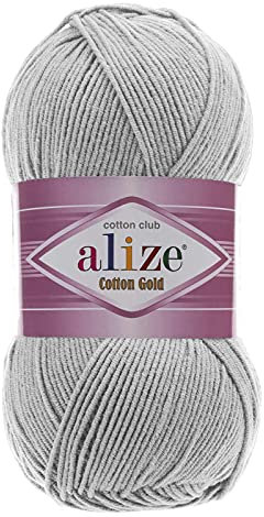 100g Strickgarn Alize Cotton Gold Uni Klassikgarn Häkelgarn Strick-Wolle Farbwahl, Farbe:533 grauweiß