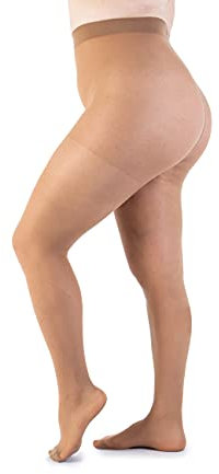 LEELA LAB Medias Veladas para Mujer 30 den Moda Curvy Tallas Grandes - Made in Italy (Sand, 7)