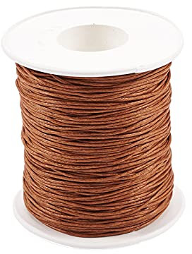 PandaHall - Cordón de algodón trenzado de 100 yardas/rollo de 1 mm, cuerda de algodón encerado para hacer joyas (siena)