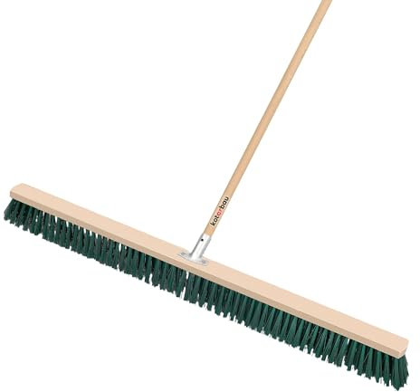 KOTARBAU® Escoba de Empuje para Interiores y Exteriores, 1000mm, Cepillo de cerdas duras, Escoba Industrial con Mango de Madera Largo, Limpieza, Escoba para hogar y jardín, para Barrer Calles, aceras