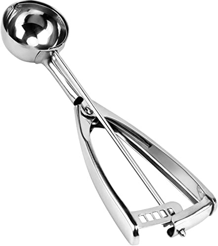 Ice Cream Scoop with Trigger, 18/8 Stainless Steel Metal Small Cookie Dough Scoop for Baking Melon Ball Cupcakes, 1 Tablespoon (1.5 Tablespoon)