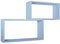 MODULARREDO | BIS RETTANGOLO BISLUNGO Set di 2 Mensole da Muro, Pensile Bagno, Mensola da Parete, Scaffale da Parete, Blu Baltico, 70x35 p20 cm e 60x30 p20 cm - Made in Italy