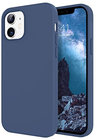 DOMAVER for iPhone 12 Case, iPhone 12 Pro Case Smooth Liquid Silicone Soft Gel Rubber Microfiber Lining Cushion Protective Cover for iPhone 12/12 Pro- Midnight Blue