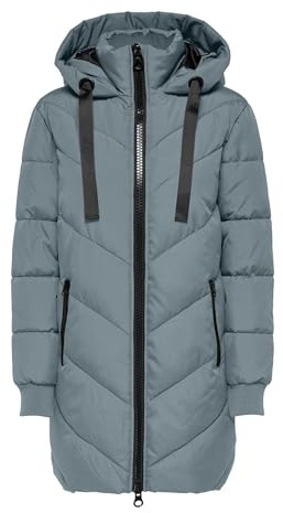 JDY Damen Jdyskylar Padded Hood Jacket Otw Noos Steppmantel, Stormy Weather/Detail:BLACK, M EU