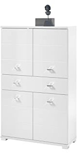 Pino Badezimmerschrank aus Laminat, weiß/glänzend, mit Schublade, Maße: LAP 76 x 123 x 31 cm