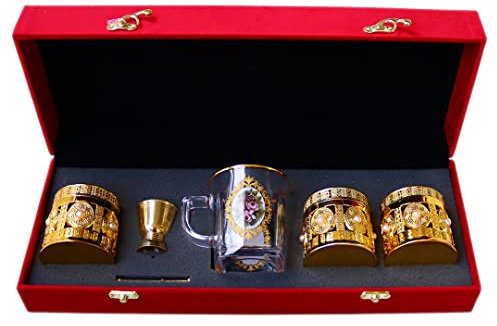 Luxuriöses Geschenkset , Kräutertee plus Safran-Geschenkbox, Auswahl an wertvollen Tees in schönem Design, Geschenk zu Weihnachten ((Rot)) (Safran 5g + Pfefferminze 10g + Kamille 10g)