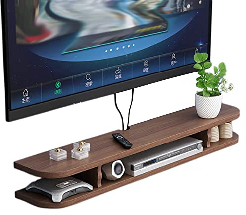 Floating Tv Stands, Wall Mounted Tv Cabinets, Modern Tv Storage Console With 2 Shelves, Tv Unit Media Console for Living Room, Bedroom,Brown-100cm