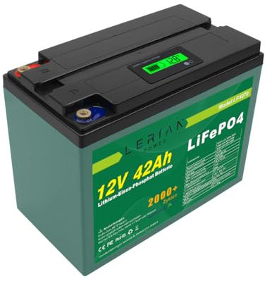 LiFePO4 Akku 12V 42Ah Lithium-Eisen-Phosphat Batterie für Camping Boot Solar Caravan Wohnwagen
