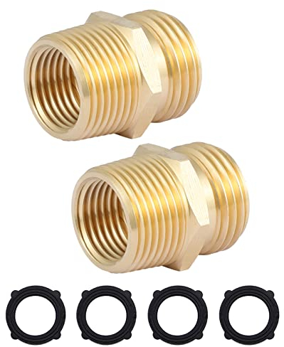 Ceaeso 3/4 Zoll GHT Außengewindex3/4 Zoll NPT Außengewinde oder 1/2 Zoll NPT Innengewinde, Messing Gartenschlauch Armatur, Adapter, Industrie Metall Messing Gartenschlauch zu Rohranschluss (2er-Pack)