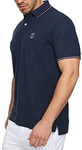 Indicode Herren Wallo Poloshirt aus Baumwolle | Herrenpoloshirt Polokragen Baumwollshirt Navy, XL