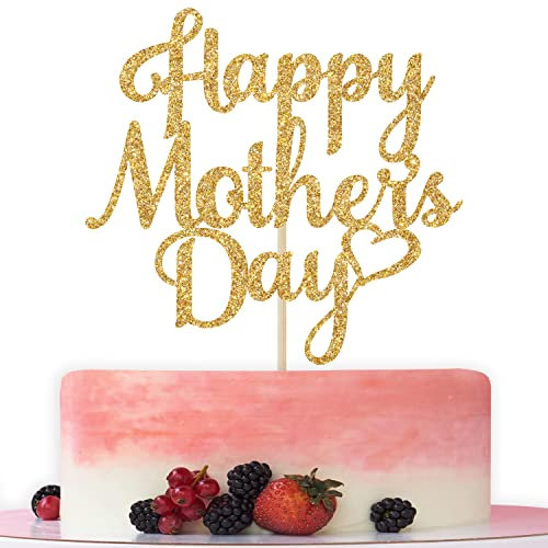 Happy Mother's Day Cake Topper, Happy Birthday Mom Dekorationen, Best Mom Ever, Happy Mother's Day Party Dekorationen Gold Glitter