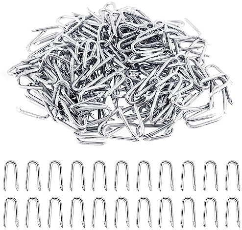 GLARKS Heavy Duty Galvanized Steel Wire Fence Staples, 200Pcs 2.3*20mm, Silver for Woven Fencing and Wire Mesh