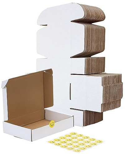 RLAVBL 20,3 × 13,9 × 4,0 cm Versandkartons 6 Stück weiß Wellpappe Karton Versandkarton Verpackung Versand Business