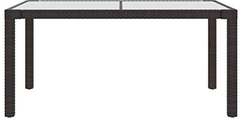Festnight gartentisch mit glasplatte gartentisch wetterfest balkontisch gartentische für draußen terrassentisch wetterfest Garten beistelltisch Poly Rattan-Braun-Gehärtetes Glas -150x90x75 cm