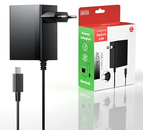 Newding Chargeur pour Switch/Switch Lite/Switch Dock/Switch OLED/Switch Pro Controller Supports TV Mode, 15V/2.6A Prise Adaptateur Secteur avec Câble 5FT