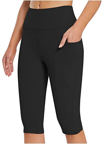 Radlerhose Damen Kurz High Waist Shorts Blickdicht Sporthose mit Bein Knielang Boxershorts Kurze Leggings Laufhose Kurze Radlerhose Damen Unterm Kleid Unterhosen Radler Hose für Gym Bike Alltag