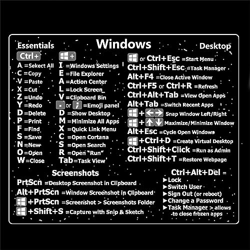Windows + Word/Excel (für Windows) Kurzanleitung Tastaturkürzel Aufkleber, selbstklebend für PC Referenz Laptop Desktop für 13-16-Zoll MacBook Air und Pro (A For window)