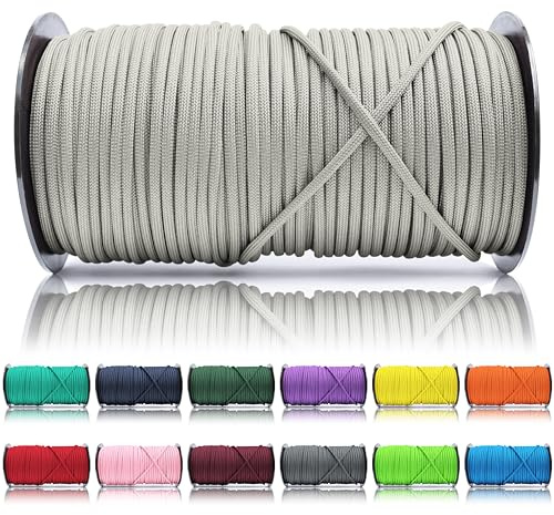 Ganzoo Paracord 550, corda 4 mm 100 m, nylon e poliestere, Tipo 3 con 7 fili interni, fai da te per guinzaglio cani e collare, bracciale, portachiavi, Edelgrau