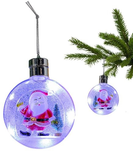 Holdes Weihnachtskugel mit Beleuchtung, vielseitig verwendbar, mit Schneeflocken im Innenbereich, Dekoration für Urlaub, Außenbereich, für Schrank, Balkon, Garten, Weihnachtsbaum, Fenster