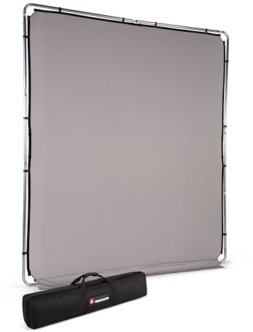 Manfrotto EzyFrame Photography/Video Large Format Collapsible Background Kit - 2 x 2.3m - Grey - Rapid Assembly Aluminium Frame - comes with a Rigid Carry Case - Ultra-Portable - LL LB7954
