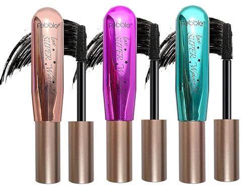 Pure Vie Wimperntusche Wasserfest Schwarz Lange Wimpern, 4PCS 4D Mascara Waterproof Long Thick Lashes Langanhaltende Wischfeste Nicht Verklumpend mit Falsche Wimpern Effekt Make Up für Mädchen Frauen