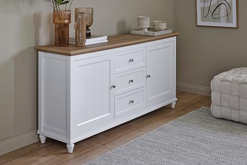 Jahnke Sideboard, Engineered Wood, Montana Eiche Nb./Weiss, One Size