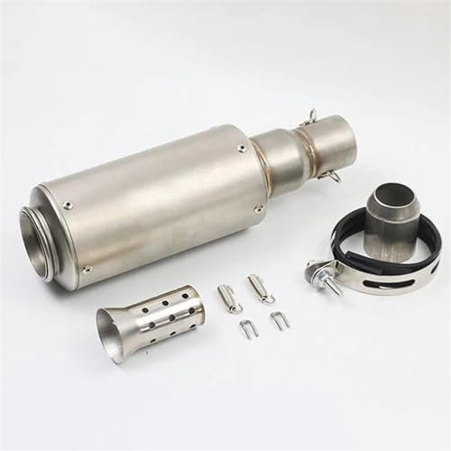 ORANGES Tuning Auspuff 51 MM Universal Motorrad Auspuffrohr Schalldämpfer Motorrad ATV Edelstahl Auspuffrohr Modifizierte Armaturen Motorrad Volles Auspuffsystem (Farbe : B Silver)