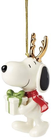 Lenox 895787 Snoopy mit Geschenkornament, Weihnachten